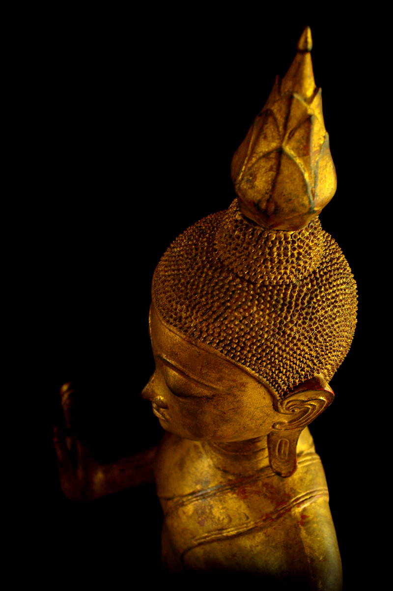 Extremely Rare Early 19C Standing Laos Buddha #B055